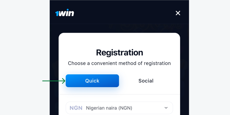 1win sign up